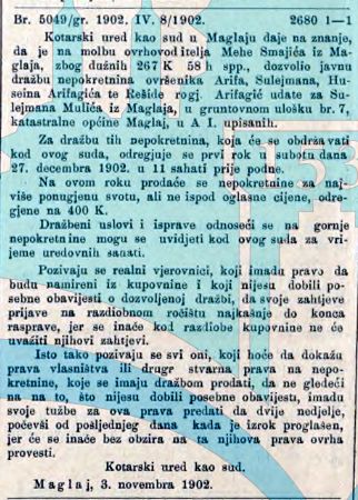 SL 12 12 1902. Meho Smajic, Arifagic, Mulic