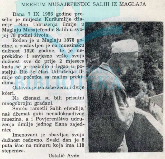 Glasnik IVZ 1956 nekrolog salih ef musaefendic (1878-1956)